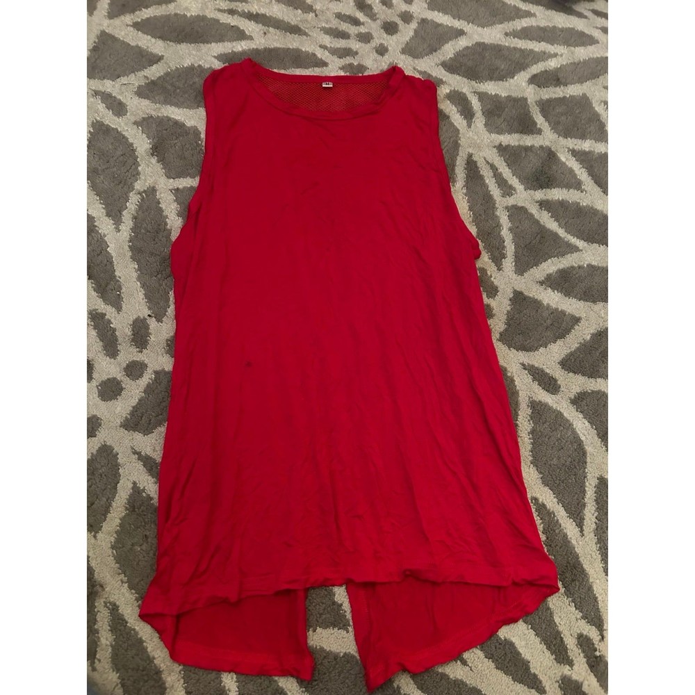 Red Workout Tank Top with Mesh Back Details